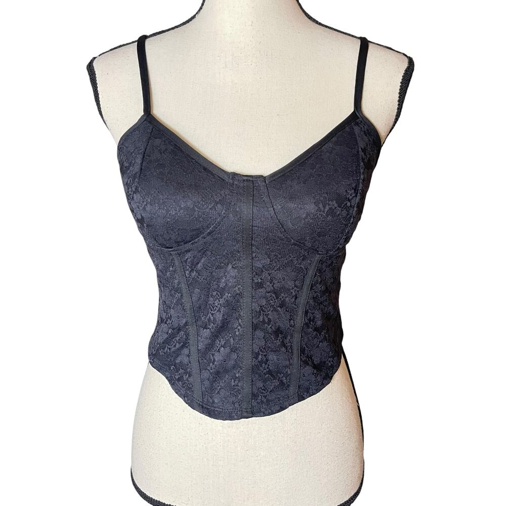 No Boundaries Black Lace Corset Cami Bustier Top M Witchy Goth Whimsigoth Fairy
